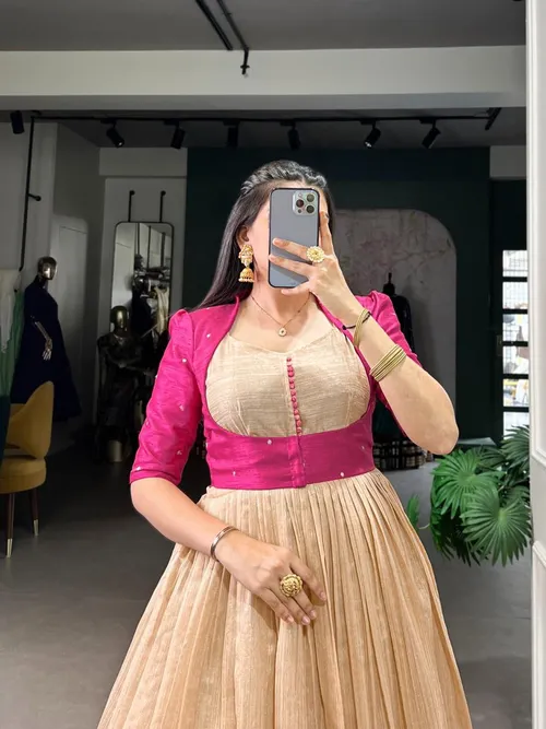 Silk Gown with Embroidered Banglori Jacket
